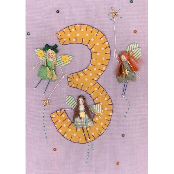 Fairy Friends Birthday Card Age Three